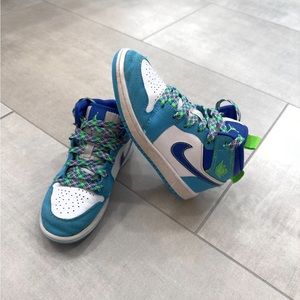 Nike Jordan 1 Mid-Sprite Blue 13c girl boy shoes